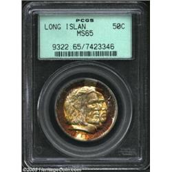 1936 50C Long Island MS65 PCGS. Rich magenta, russet, and apple-green tab toning on the obverse. Imp