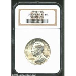1936 50C Lynchburg MS66 NGC. Shimmering mint luster blankets golden tinged features. Both sides are.