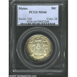 1920 50C Maine MS66 PCGS. Well struck with gorgeous peripheral toning on each side. There are some p