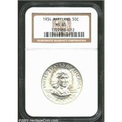 1934 50C Maryland MS65 NGC. Both sides are untoned with sharp striking detail. A radiant, lustrous G