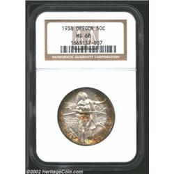 1938 50C Oregon MS68 NGC. The surface preservation is perhaps the most important feature of this coi