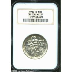 1939-D 50C Oregon MS64 NGC. A high grade, problem-free example of this key, low mintage issue. The s