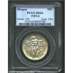 1939-S 50C Oregon MS64 PCGS. Both sides display pale olive peripheral accents. Important notice: We.