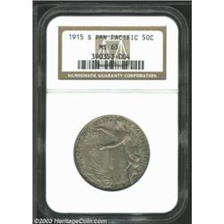 1915-S 50C Panama-Pacific MS65 NGC. Finely mottled steel-violet toning embraces both sides, with sub
