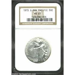 1915-S 50C Panama-Pacific MS67 NGC. Neither side has any toning to report, nor is there a grade-limi