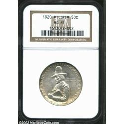 1920 50C Pilgrim MS65 NGC. Terrific mint luster covers each side of this original coin. The pearl-gr