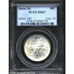 1925 50C Stone Mountain MS67 PCGS. This fully lustrous example is delicately patinated in gold and p