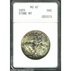 1925 50C Stone Mountain MS67 ANACS. An expertly preserved Superb Gem, with blatantly original russet