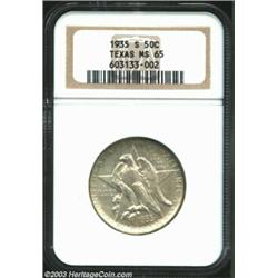 1935-S 50C Texas MS65 NGC. Rich dove-gray patina fills the centers, while the peripheries have hints
