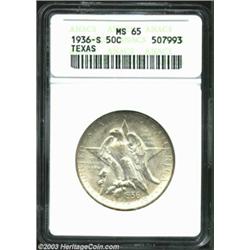1936-S 50C Texas MS65 ANACS. The dominant pearl-gray patina is occasionally interrupted by hints of.