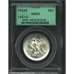 1937-D 50C Texas MS65 PCGS. A lustrous, sharply struck, and lovingly preserved Gem with wisps of gol