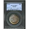 Image 1 : 1938-D 50C Texas MS67 PCGS. Mottled crimson-russet and orange-olive toning drifts toward the right b