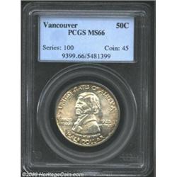 1925 50C Vancouver MS66 PCGS. Well struck, wholly original, and lustrous, exhibiting honey-golden to