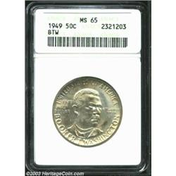 1949 50C Booker T. Washington MS65 ANACS. Just the slightest hint of toning is seen on each side of.