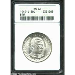 1949-S 50C Booker T. Washington MS65 ANACS. Untoned with thick mint frost. A pleasing example and qu