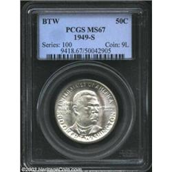 1949-S 50C Booker T. Washington MS67 PCGS. The 1949-S is among the scarcest in the six-year series w