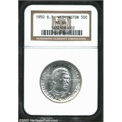 1950 50C Booker T. Washington MS66 NGC. Dazzling and brilliant throughout with exceptionally clean s