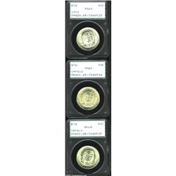 1950 SET Booker T. Washington PDS Set MS65 PCGS. All three of these consecutively numbered, first ge