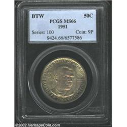 1951 50C Booker T. Washington MS66 PCGS. Rich multicolored patina blankets both sides of this superl