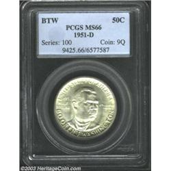 1951-D 50C Booker T. Washington MS66 PCGS. Well defined for the issue with light-golden toning and a