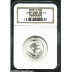 1951-S 50C Washington-Carver MS66 NGC. A brightly frosted and completely brilliant example of this c