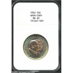 1952 50C Washington-Carver MS65 NGC. Deep original toning blankets each side of this eye-appealing G