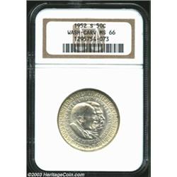 1952-S 50C Washington-Carver MS66 NGC. Lightly toned over each side with three prominent spots of da