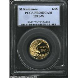 1991-W G$5 Mount Rushmore Gold Five Dollar PR70 Deep Cameo PCGS. A glistening proof variant of this.