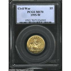 1995-W G$5 Civil War Battlefield Preservation Gold Five Dollar MS70 PCGS. Smooth with a honey-gold s