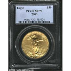 2003 One Ounce Gold Eagle MS70 PCGS. This silky smooth example is solidly graded at the unsurpassabl