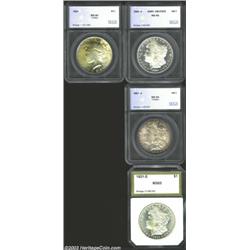 A Silver Dollar grouping that includes: 1880-S S$1 MS65 Deep Mirror Prooflike SEGS (MS64), Deep Mirr