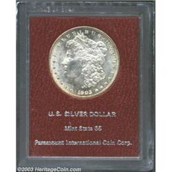 1903 S$1 MS65 Paramount (MS64). The obverse has a few speckles of golden-brown color, while the reve