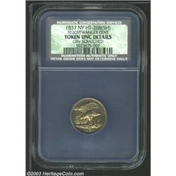 1837 1C Feuchtwanger Cent Unc Details, Obverse Scratched, NCS. HT-268. Die Combination 5-H, R.1. Dom