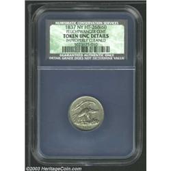 1837 1C Feuchtwanger Cent Unc Details, Improperly Cleaned, NCS. HT-268. Die Combination 6-I, R.1. Th