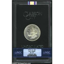 1879-CC S$1 MS62 NGC. This is a fully brilliant example, rather heavily marked on Liberty's cheek an