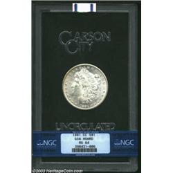 1881-CC S$1 MS64 NGC. The portrait, the upper right obverse border, and the left side of the reverse