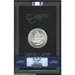 1884-CC S$1 MS65 NGC. A flashy, brilliant-white Gem, with a clean cheek and a sharp strike. The reve