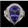 Image 1 : 14KT White Gold 7.40ct GIA Certified Tanzanite and Diamond Ring