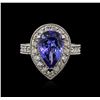 Image 1 : 14KT White Gold 4.12ct Tanzanite and Diamond Ring
