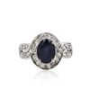 Image 1 : 14KT White Gold 2.70ct Sapphire and Diamond Ring