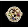 Image 1 : 14KT Yellow Gold 0.75ctw Multi Gemstone and Diamond Ring
