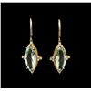 Image 1 : 14KT Yellow Gold 9.23ctw Green Amethyst and Diamond Earrings