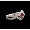 Image 2 : 0.40ctw Ruby and Diamond Ring - 14KT White Gold