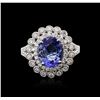 Image 1 : 14KT White Gold 2.18ct Tanzanite and Diamond Ring