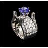 Image 3 : 2.75ct Tanzanite and Diamond Ring - 14KT White Gold