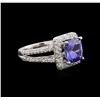 Image 2 : 3.44ct Tanzanite and Diamond Ring - 14KT White Gold
