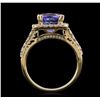 Image 3 : 14KT Yellow Gold 3.71ct Tanzanite and Diamond Ring