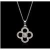 Image 2 : 14KT White Gold 0.20ctw Diamond Pendant With Chain