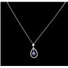 Image 2 : 1.53ct Tanzanite and Diamond Pendant With Chain - 14KT White Gold