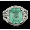 Image 1 : 14KT White Gold 5.58ct Emerald and Diamond Ring